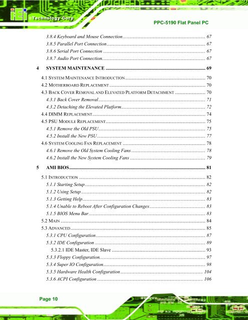 PPC-5190 User Manual - iEi