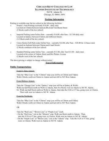565 W. Adams St. Chicago, IL 60661-3691 Parking Information ...