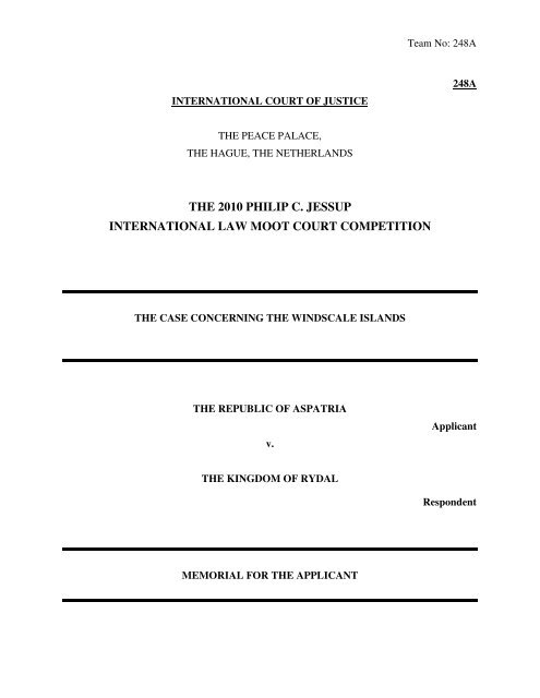 the 2010 philip c. jessup international law moot ... - Jessup Canada