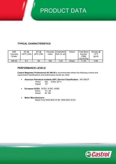 Castrol Magnatec Professional A5 5W-30 - Industrial Lubricants ...