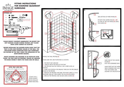 fitting instructions for diamond quadrant surround - Image Showers