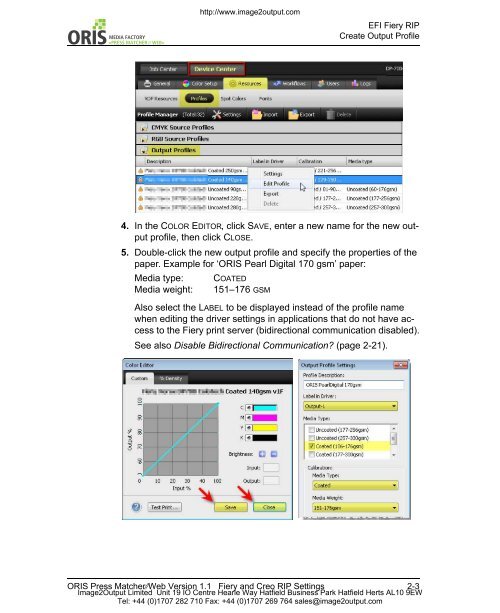 Press Matcher Web RIP Settings - image2output - Support