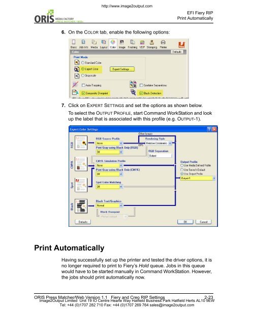 Press Matcher Web RIP Settings - image2output - Support