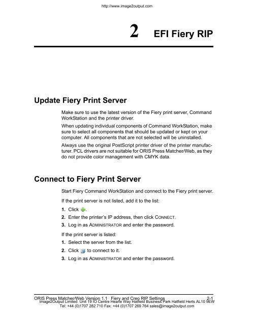 Press Matcher Web RIP Settings - image2output - Support