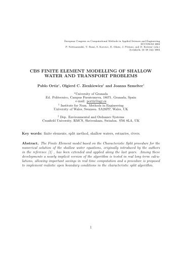 cbs finite element modelling of shallow water and transport problems