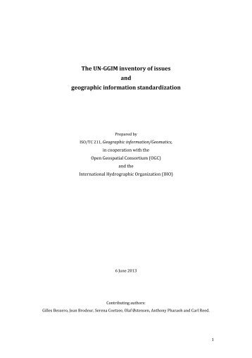 Gap analysis between UN GGIM inventory of issues and ISO ... - IHO