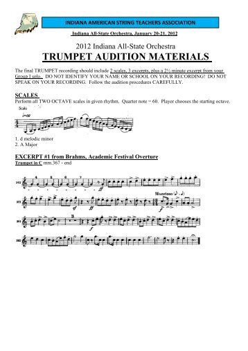 trumpet audition materials - Indiana Music Education Association