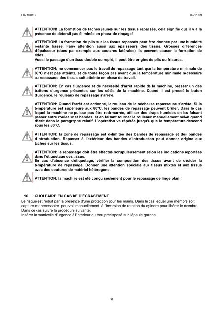 notice d'installation, utilisation et entretien secheuse ... - IMESA SpA