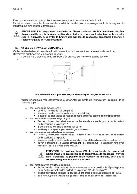 notice d'installation, utilisation et entretien secheuse ... - IMESA SpA