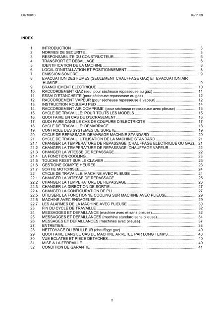 notice d'installation, utilisation et entretien secheuse ... - IMESA SpA