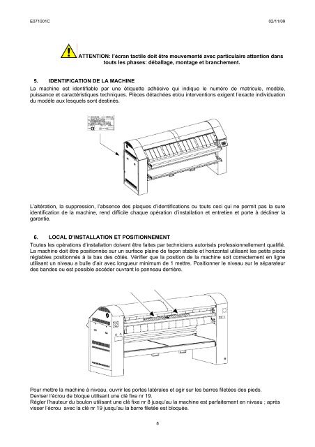 notice d'installation, utilisation et entretien secheuse ... - IMESA SpA