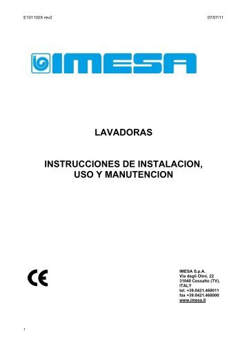lavadoras instrucciones de instalacion, uso y ... - IMESA SpA