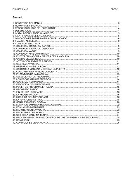 lavadoras instrucciones de instalacion, uso y ... - IMESA SpA