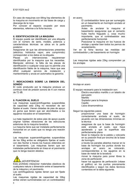 lavadoras instrucciones de instalacion, uso y ... - IMESA SpA