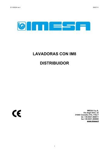 LAVADORAS CON IM8 DISTRIBUIDOR - IMESA SpA