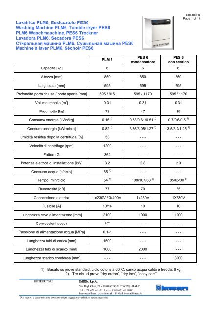 Lavatrice PLM6, Essiccatoio PES6 Washing Machine PLM6, Tumble ...