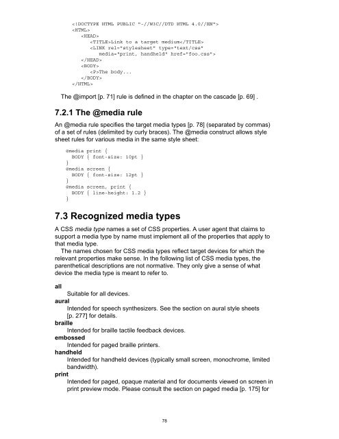 W3C CSS2 Cascading Style Sheets, level 2 - instructional media + ...