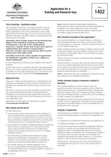 Australian visa application form 1418