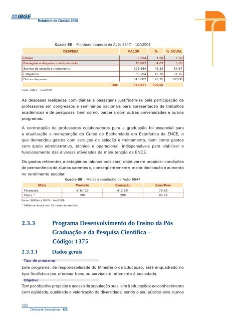 RelatÃ³rio de GestÃ£o 2008 - IBGE