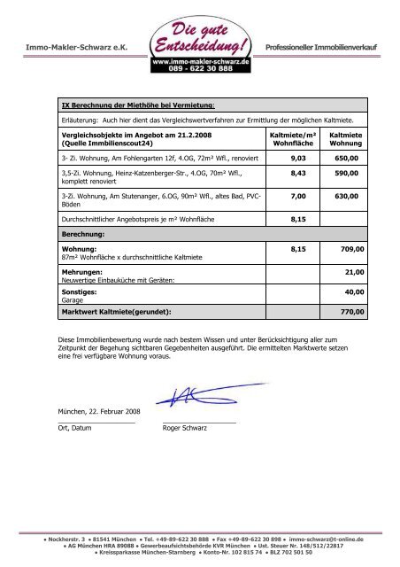 Musterbewertung fÃ¼r eine Eigentumswohnung... - Immo-Makler ...