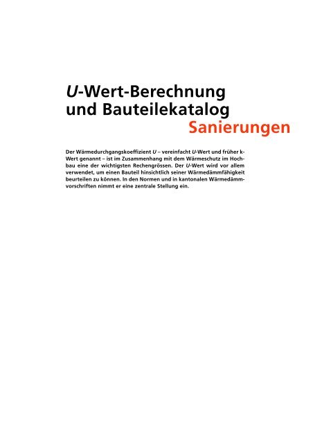 7.4. U-Wert-Berechnung und Bauteilekatalog Sanierungen (pdf - AWA