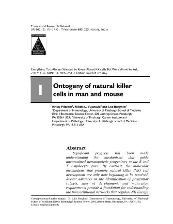 1 Ontogeny of natural killer cells in man and mouse - University of ...