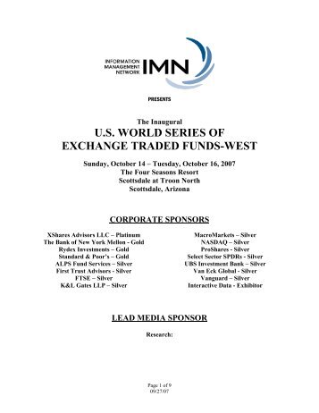 U.S. WORLD SERIES OF EXCHANGE TRADED FUNDS-WEST - IMN