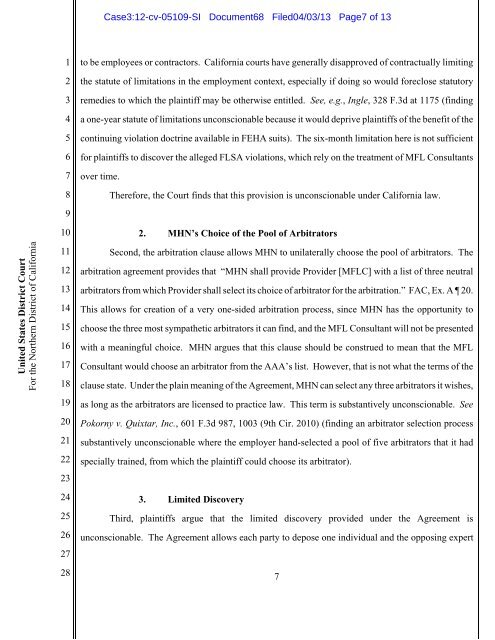 order denying motion to compel arbitration - Impact Litigation Journal