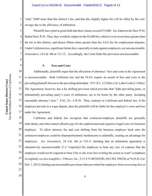 order denying motion to compel arbitration - Impact Litigation Journal