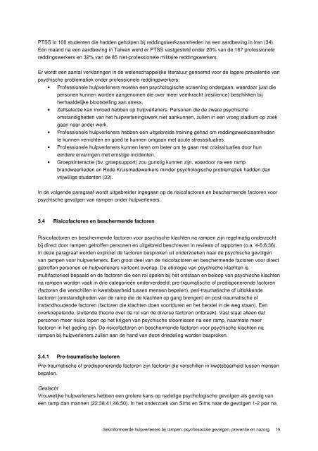 Rapport Psychosociale gevolgen hulpverleners rampen - Impact