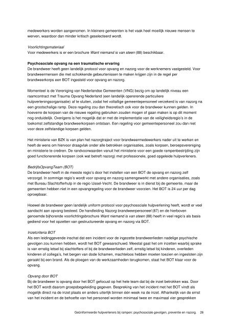 Rapport Psychosociale gevolgen hulpverleners rampen - Impact