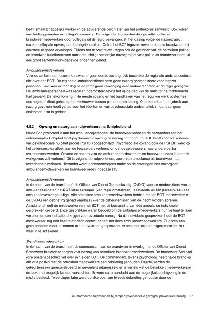 Rapport Psychosociale gevolgen hulpverleners rampen - Impact