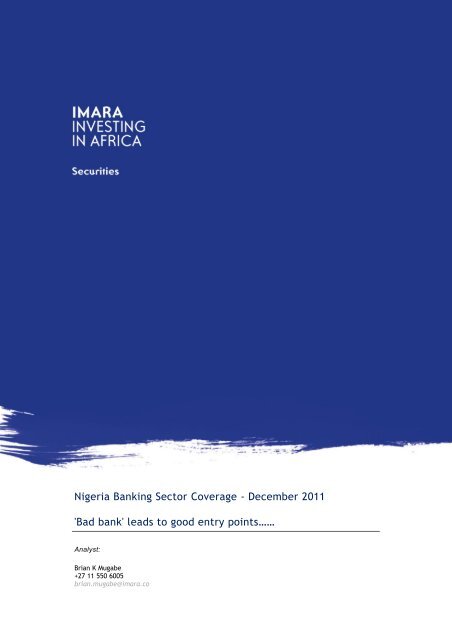 Nigeria Banking Sector Coverage - December 2011 'Bad ... - Imara