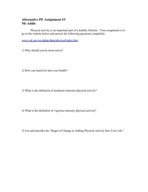 Alternative PE Assignment #1