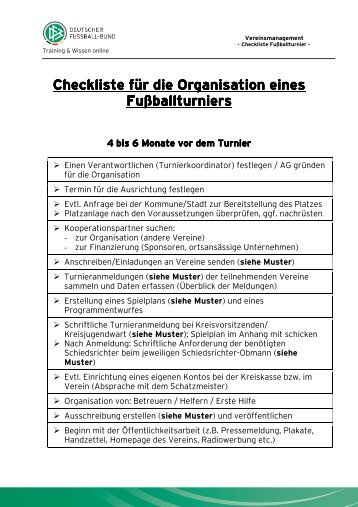 Checkliste FuÃballturnier - im Spiel