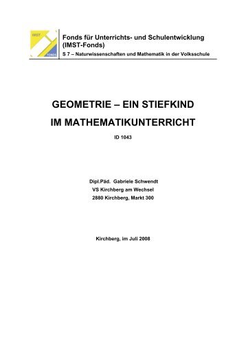 GEOMETRIE â EIN STIEFKIND IM MATHEMATIKUNTERRICHT - IMST