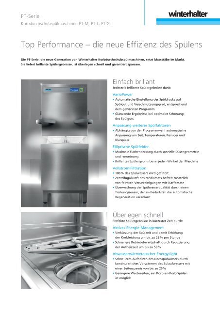 Flyer Top-Features PT-Serie - Winterhalter Gastronom AG