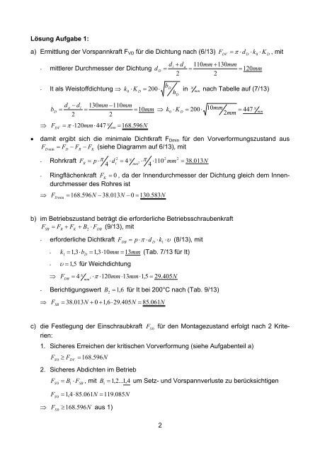 Aufgaben und LÃ¶sungen - Institut fÃ¼r Maschinenwesen