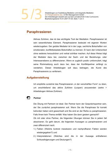 5-3 Paraphrasieren.pdf - Integrierte Mediation