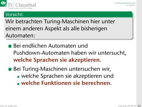 Automaten Und Formale Sprachen Prof. Dr. Jürgen Dix