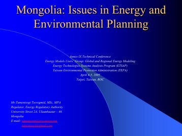 Mongolia: Issues in Energy and Environmental Planning - iea-etsap