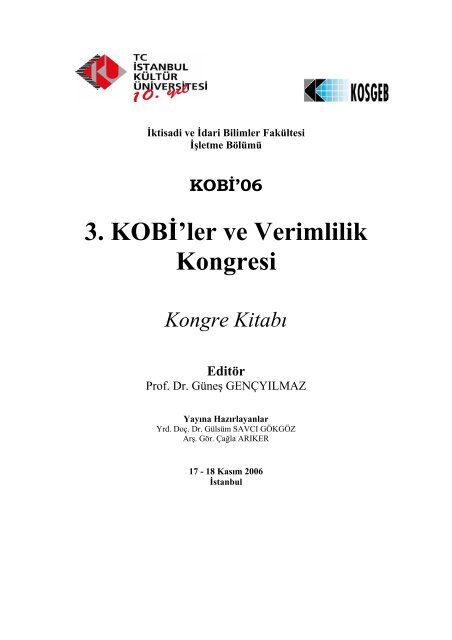 3 Kobi Ler Ve Verimlilik Kongresi Kongre Bildiri Kitabi