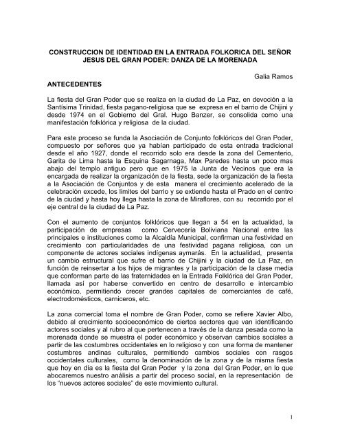 construccion de identidad en la entrada folkorica del