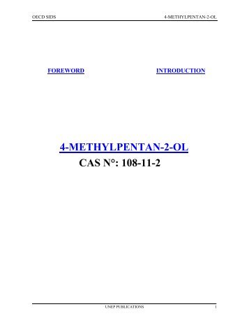 4-METHYLPENTAN-2-OL CAS NÂ°: 108-11-2