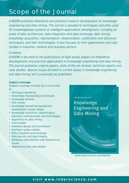 International Journal of Knowledge Engineering and Data Mining