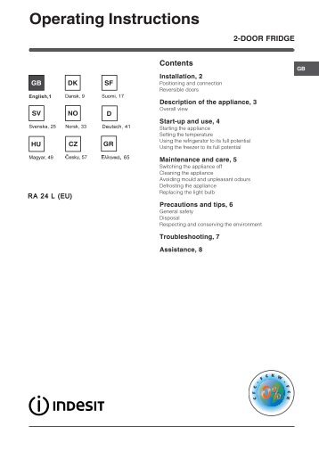 Operating Instructions - Indesit