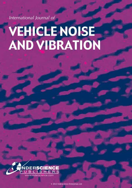 VEHICLE NOISE AND VIBRATION - Inderscience Publishers