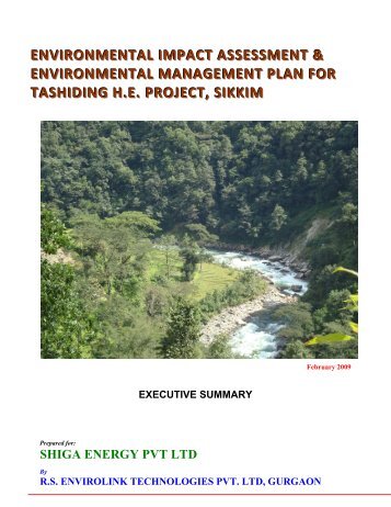 EIA for Tashiding HEP - State Pollution Control Board - Sikkim