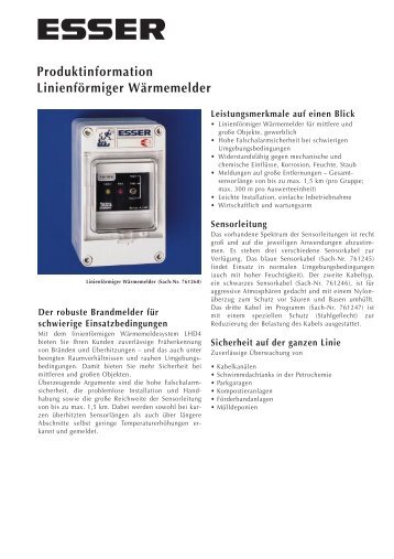 Produktinformation LinienfÃ¶rmiger WÃ¤rmemelder