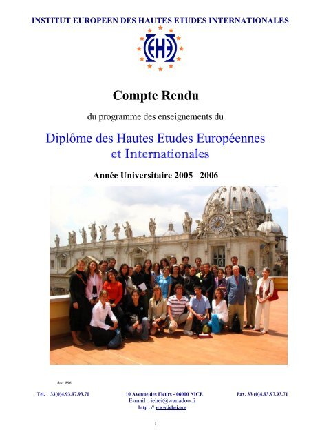 Compte rendu, année universitaire 2005-2006 - IE·EI